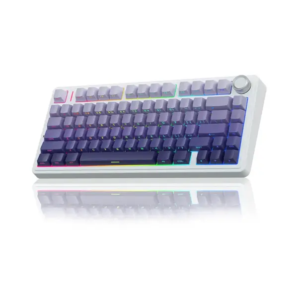Aula F75 Gradient Purple Wireless Mechanical Gaming Keyboard, Side-Engraved Keycaps, Star Vector Switches, 75% Compact Layout, Tri-Mode Connectivity, RGB Backlighting, Hot-Swappable Keyboard