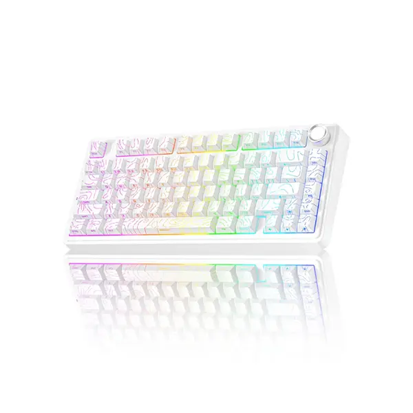 AULA F75 Pro Gasket Mount Mechanical Keyboard White Contour Edition, Compact Layout Design, RGB Lighting Effects, Mechanical Gaming Keyboard