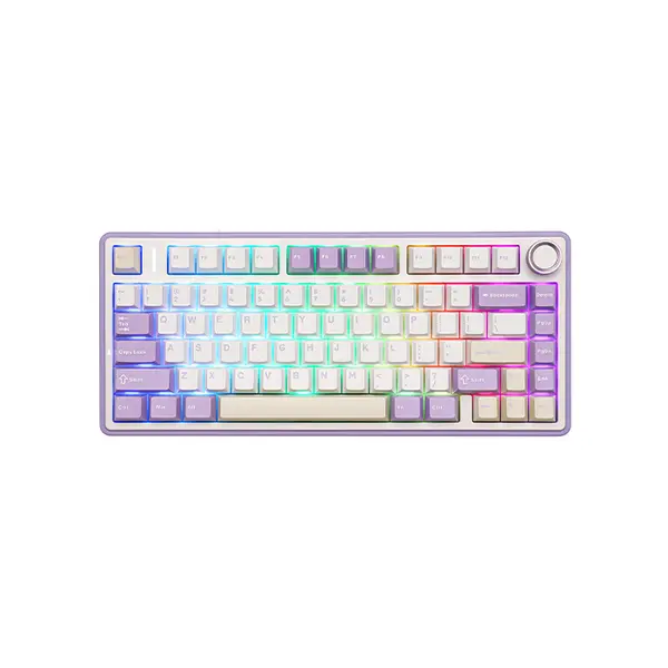 AULA F75 Gasket Mount Mechanical Keyboard Purple Edition, Compact Layout Design, RGB Lighting Effects, Mechanical Gaming Keyboard
