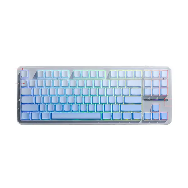 Aula F87 Pro Gradient Blue Wireless Mechanical Gaming Keyboard, Side-Engraved Keycaps, Gray Wood Switch V4, 8000mAh Battery, Tri-Mode Connectivity, RGB Backlighting, Hot-Swappable Keyboard