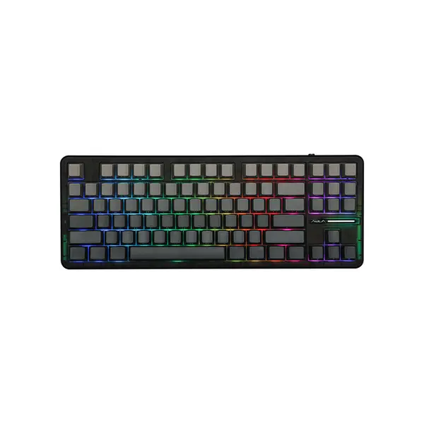 AULA F87 Pro Gasket Mount Mechanical Keyboard Black Grey Side Print Edition, RGB Lighting Effects, Gasket Mount Design, Compact Mechanical Gaming Keyboard