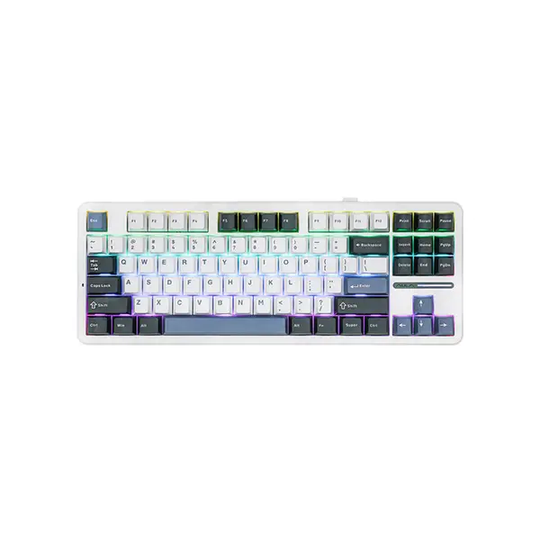 AULA F87 Pro Gasket Mechanical Keyboard Smoke Blue Edition, RGB Lighting Effects, Gasket Mount Design, Premium Mechanical Gaming Keyboard