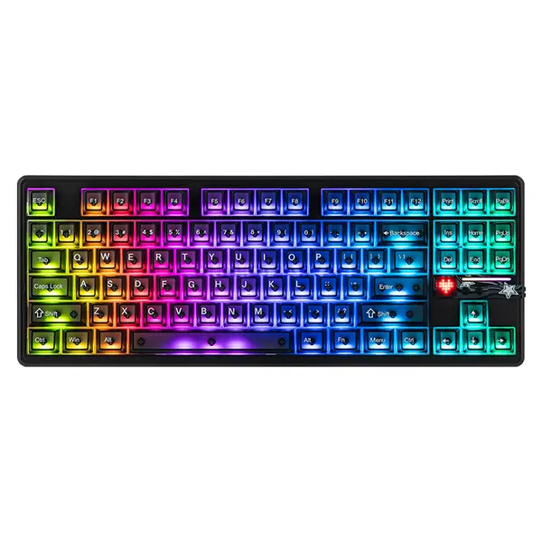 AULA F87 Pro V2 Black Frosted Side-Engraved Tri-Mode Mechanical Gaming Keyboard, LEOBOG X3 Linear Switch, 87-Key TKL Gasket-Mounted Layout, Hot-Swappable, 8K Polling Rate, RGB Backlight, Bluetooth / 2.4GHz / USB-C, 10000mAh Battery