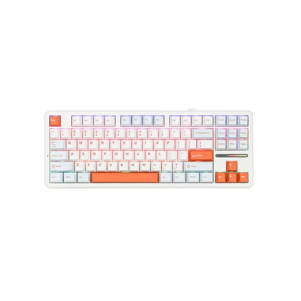 AULA F87 Pro Gasket Mechanical Keyboard White Blue Edition, Gasket Mount Design, RGB Lighting Effects, Compact Mechanical Gaming Keyboard