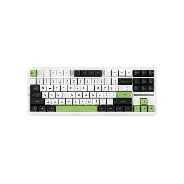 AULA F87 Pro Gasket Mount Mechanical Keyboard White Green Edition, RGB Lighting Effects, Gasket Mount Design, Compact Mechanical Gaming Keyboard