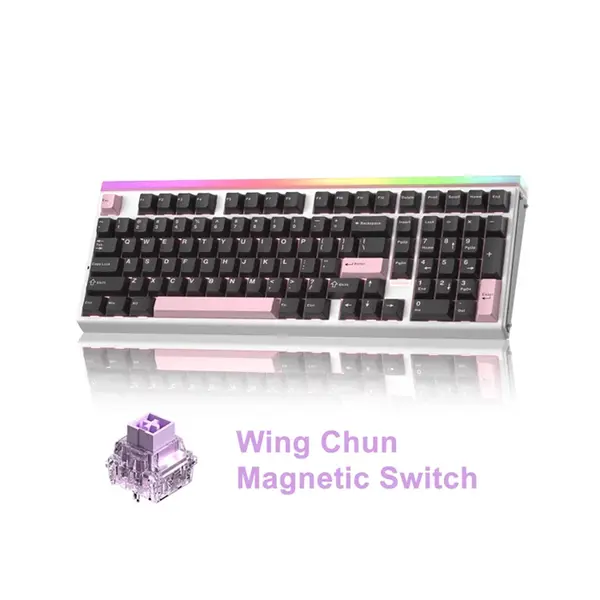 Aula HERO99 Magnetic Gaming Keyboard Black Pink, Wing Chun Magnetic Switches, 99-Key Compact Layout, Hall Effect Technology, RGB Backlighting, Esports Gaming Keyboard