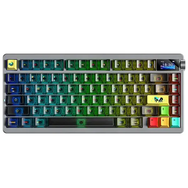 Aula NOVA75 Wireless Mechanical Gaming Keyboard Black, Transparent Keycaps, LEOBOG Dream Sakura Switches, 75% Compact Layout, Tri-Mode Connectivity, RGB Backlighting, Hot-Swappable Keyboard