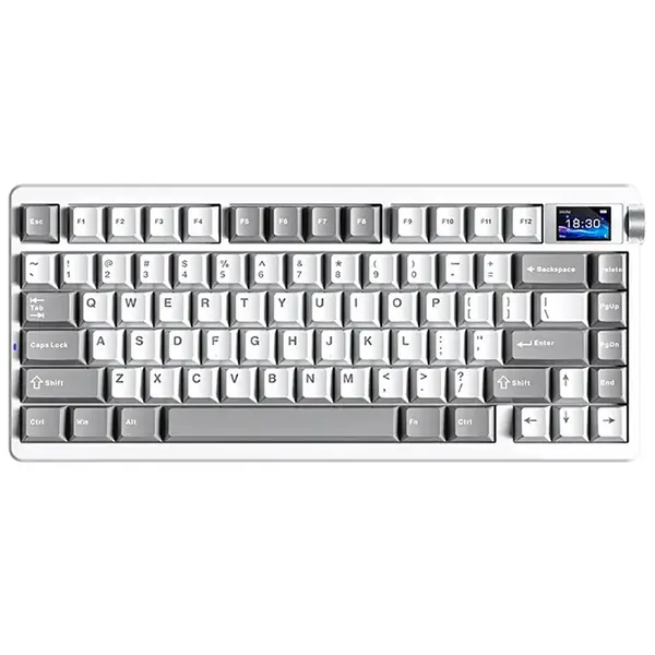 Aula NOVA75 Wireless Mechanical Gaming Keyboard White Gray, Kailh Caramel Latte Switches, 75% Compact Layout, Tri-Mode Connectivity, RGB Backlighting, Hot-Swappable Keyboard