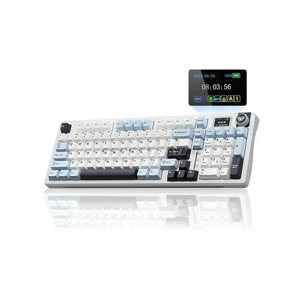 Aula S98 Pro Glacier Blue Wireless Mechanical Gaming Keyboard, Star Vector (Seiya) Switches, Light Blue White Black Purple Design, 98-Key Compact Layout, Tri-Mode Connectivity, RGB Backlighting, Hot-Swappable Keyboard