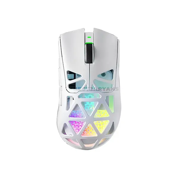 AULA SC620 White Tri-Mode Wireless Gaming Mouse, 67g Lightweight Honeycomb Design, 3311 Sensor Chip, Wired / 2.4GHz / Bluetooth Connectivity, 400mAh Battery, Ergonomic Esports Mouse