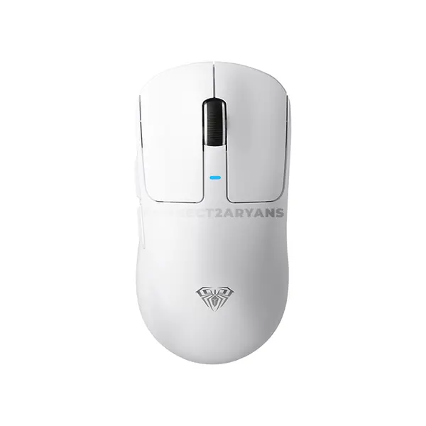 AULA SC680 White Ergonomic Tri-Mode Wireless Gaming Mouse, PAW3395 Sensor, Up to 26,000 DPI, 58g Lightweight Design, 1000Hz Polling Rate, 7 Buttons, Bluetooth / 2.4GHz / USB-C Wired, 500mAh Battery