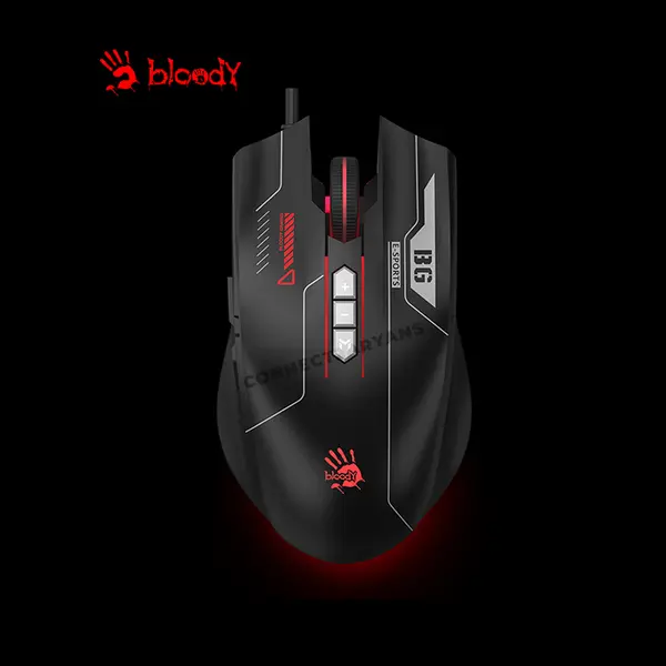 Bloody ES7 RGB Gaming Mouse, 6000 CPI Optical Sensor, RGB Lighting Effects, Ergonomic Gaming Design, High-Speed Wired USB Gaming Mouse