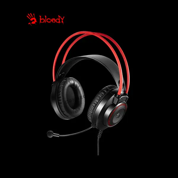 Bloody G200S Black Red Gaming Headset, Stereo Audio Drivers, Noise-Cancelling Microphone, Comfortable Over-Ear Design, Wired Gaming Headset