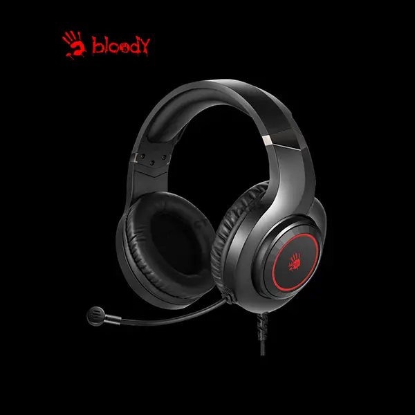 Bloody G220 Black Gaming Headset, Stereo Audio Drivers, Noise-Cancelling Microphone, Comfortable Over-Ear Design, Wired Gaming Headset