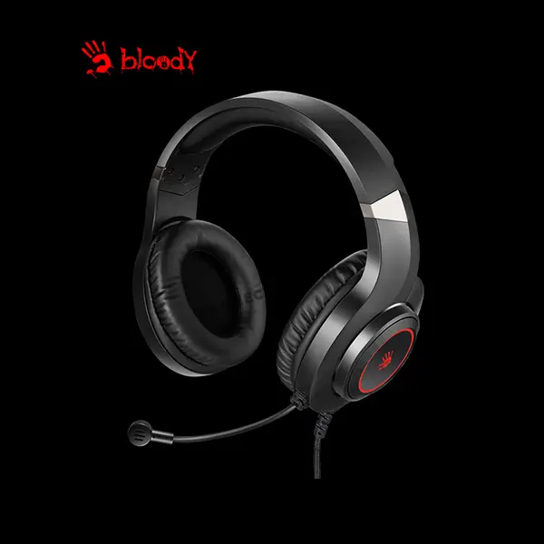 Bloody G220S Black Gaming Headset, Stereo Audio Drivers, Noise-Cancelling Microphone, Comfortable Over-Ear Design, Wired Gaming Headset