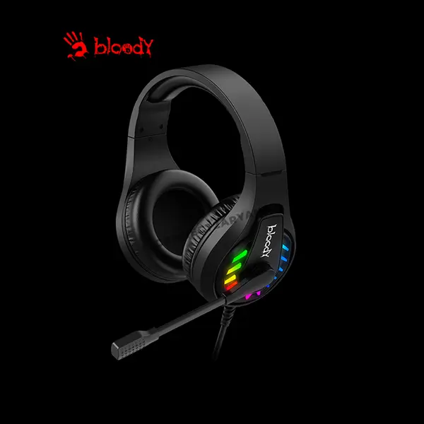 Bloody G230 Black Stereo Gaming Headset, High-Quality Audio Drivers, Noise-Cancelling Microphone, Comfortable Over-Ear Design, Wired Gaming Headset