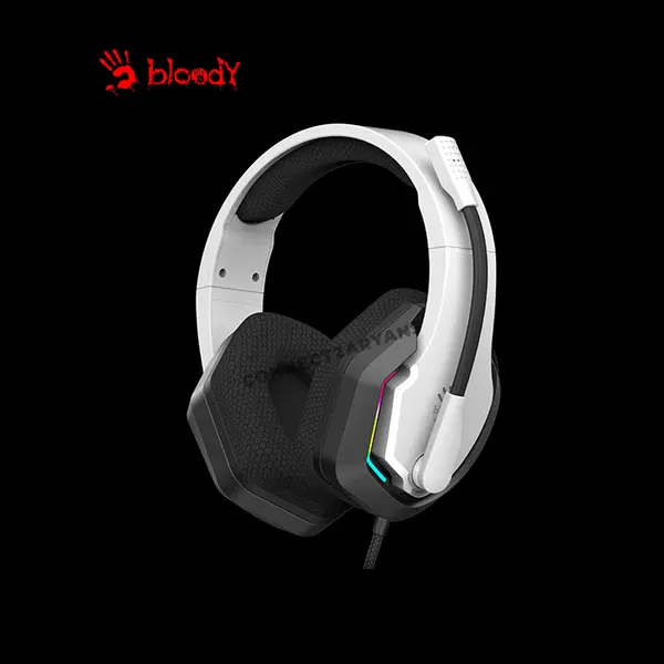 Bloody G260P White Gaming Headset, Stereo Audio Drivers, Noise-Cancelling Microphone, Comfortable Over-Ear Design, Wired Gaming Headset