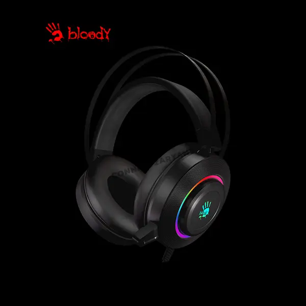 Bloody G521 Black Virtual 7.1 Surround Sound Gaming Headset, RGB Lighting Effects, Noise-Cancelling Microphone, Comfortable Over-Ear Design, USB Gaming Headset
