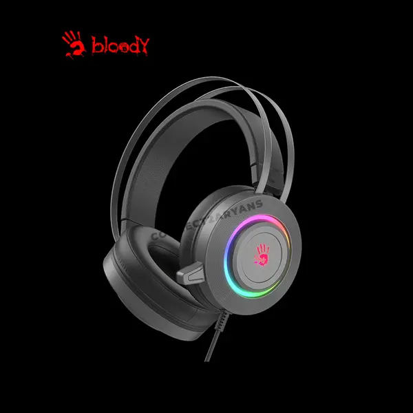 Bloody G521S Grey Gaming Headset, Virtual 7.1 Surround Sound, Noise-Cancelling Microphone, RGB Lighting Effects, Grey Over-Ear Gaming Headset