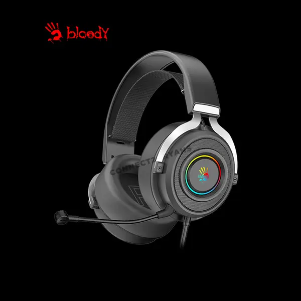 Bloody G535 Black & Silver Gaming Headset, Virtual 7.1 Surround Sound, Noise-Cancelling Microphone, RGB Lighting Effects, Comfortable Over-Ear Gaming Headset
