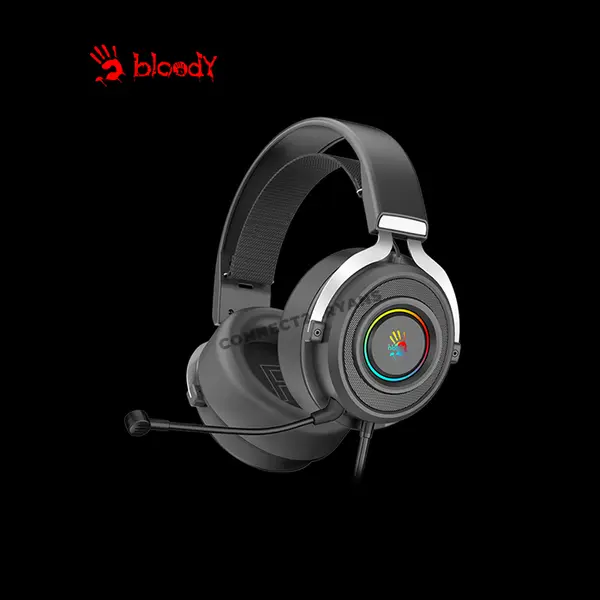 Bloody G535P Black & Silver Gaming Headset, Virtual 7.1 Surround Sound, Noise-Cancelling Microphone, RGB Lighting Effects, Premium Over-Ear Gaming Headset