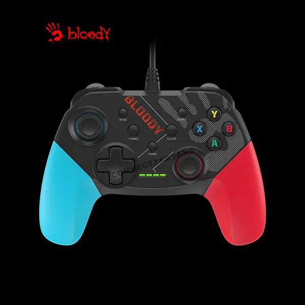 Bloody GP30 USB Wired Gaming Controller, Ergonomic Gamepad Design, Plug-and-Play USB Connectivity, Dual Analog Controls, Multi-Platform Gaming Controller, Sports Blue Edition