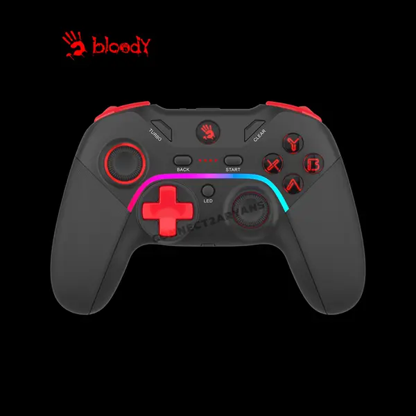 Bloody GPW70 RGB Wireless Gaming Controller Sport Black, 2.4GHz Wireless & USB Wired Connectivity, Dual Vibration Feedback, RGB Lighting Effects, Multi-Platform Gaming Controller