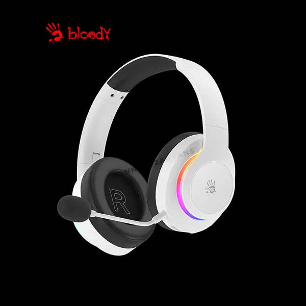 Bloody GR520 White Wireless Gaming Headset, 2.4GHz Wireless + Bluetooth 5.3 Connectivity, Dual Wireless Mode, Gaming Audio Headset, Integrated Microphone