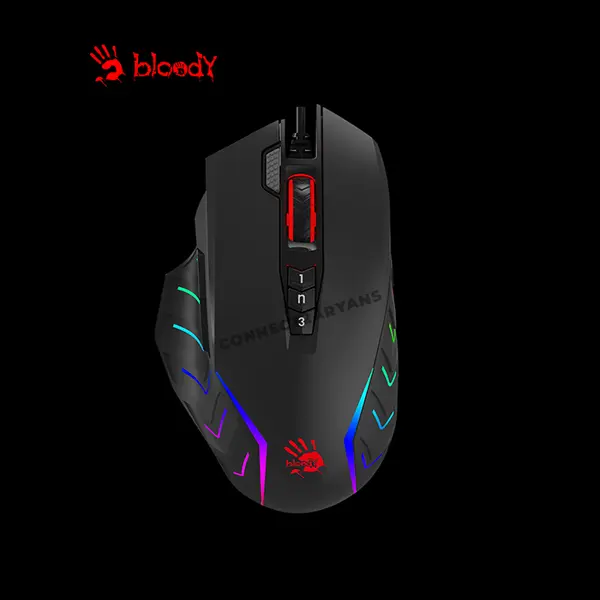 Bloody J95S RGB Gaming Mouse, 8000 CPI Optical Sensor, 9 Programmable Buttons, RGB Lighting Effects, Ultra-Core Gaming Engine, Wired USB Gaming Mouse