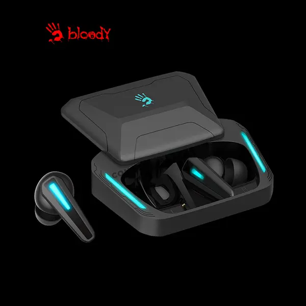 Bloody M70 ANC True Wireless Gaming Earbuds, Bluetooth 5.2 Connectivity, Active Noise Cancellation, Dual ENC Microphones, 24 Hours Total Playtime, Black + Blue Edition