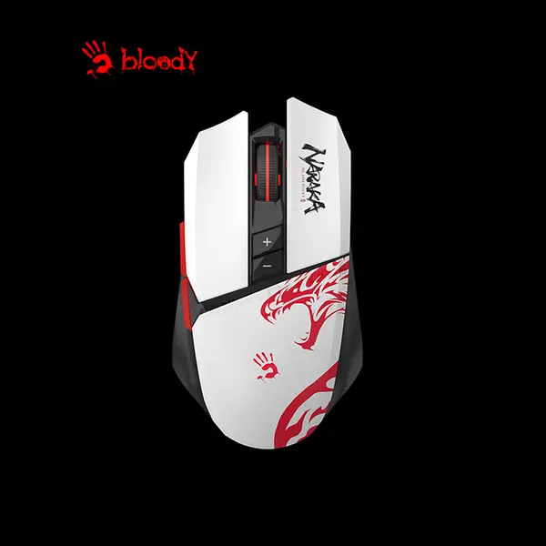 Bloody R36 Ultra Naraka Wireless Gaming Mouse, 12000 CPI Optical Sensor, 2.4GHz Wireless & USB Wired Connectivity, Rechargeable Battery, Esports Gaming Mouse, Naraka Edition