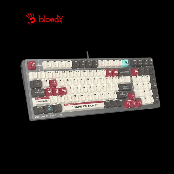Bloody S98 Pixel Red Mechanical Gaming Keyboard, Red Mechanical Switches, 98-Key Compact Layout, Pixel Red Edition Design, RGB Backlighting, Hot-Swappable Gaming Keyboard