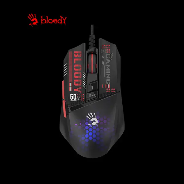 Bloody W60 Max Mini Lightweight Gaming Mouse, 10000 CPI Optical Sensor, Ultra-Light Honeycomb Design, RGB Lighting Effects, High-Speed Wired USB Gaming Mouse