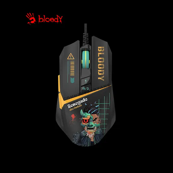 Bloody W63 Max Midnight RGB Gaming Mouse, 10000 CPI MAX BC3332-A Optical Sensor, Lightweight Honeycomb Design, RGB Lighting Effects, Wired USB Gaming Mouse
