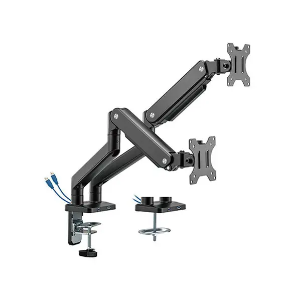 MXG BMA-24U Dual Monitor Arm Mount, Dual Display Support, Aluminum Spring-Assisted Design, Integrated USB 3.0 Cable Management, Matte Black Ergonomic Desk Mount