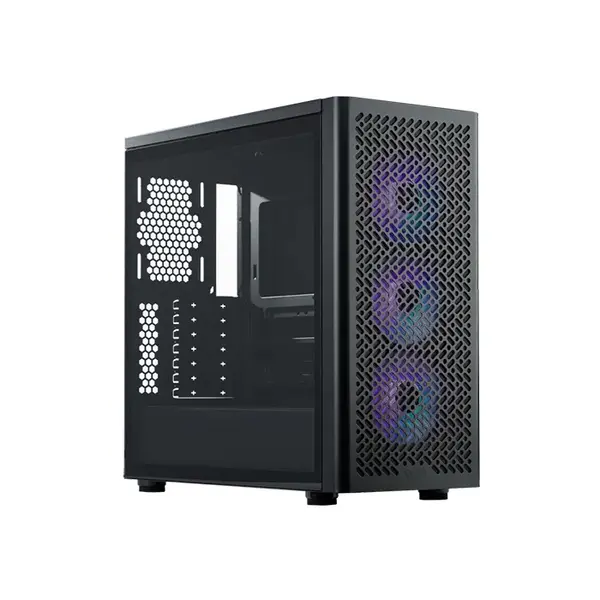 Cooler Master Elite 502 Black ARGB Mid Tower ATX PC Case, Tempered Glass Side Panel, ARGB Lighting Design, High-Airflow Gaming Chassis