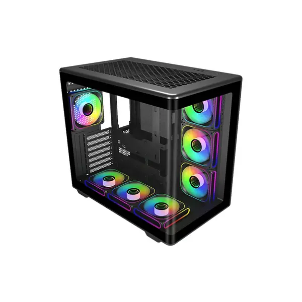 Cooler Master Elite 600 Black ARGB Mid Tower ATX PC Case, Tempered Glass Side Panel, ARGB Lighting Design, High-Airflow Gaming Chassis