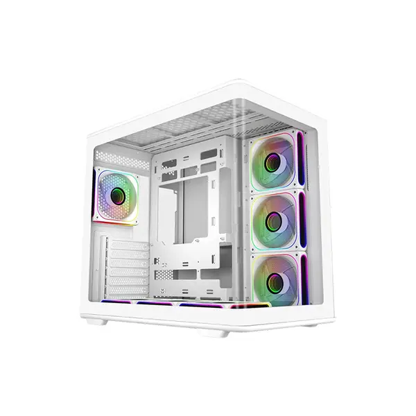 Cooler Master Elite 600 White ARGB Mid Tower ATX PC Case, Tempered Glass Side Panel, ARGB Lighting Design, High-Airflow Gaming Chassis