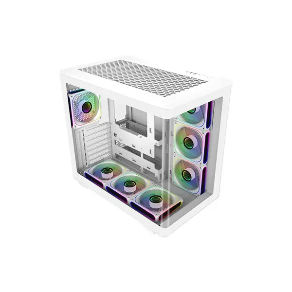 Cooler Master Elite 600 White ARGB Mid Tower ATX PC Case, Tempered Glass Side Panel, ARGB Lighting Design, High-Airflow Gaming Chassis