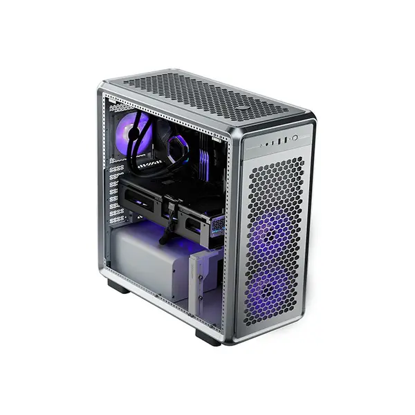 Cooler Master MasterFrame 600 Silver ARGB PC Case, Modular Open Frame Design, ARGB Lighting Integration, Premium Showcase Gaming Chassis