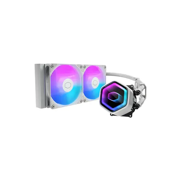 Cooler Master MasterLiquid 240 Core II White Liquid Cooler, Dual Fan AIO CPU Cooling System, 240mm Radiator Design, High-Performance Liquid Cooling Solution, White Edition
