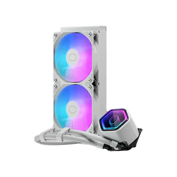 Cooler Master MasterLiquid 240 Core II White Liquid Cooler, Dual Fan AIO CPU Cooling System, 240mm Radiator Design, High-Performance Liquid Cooling Solution, White Edition