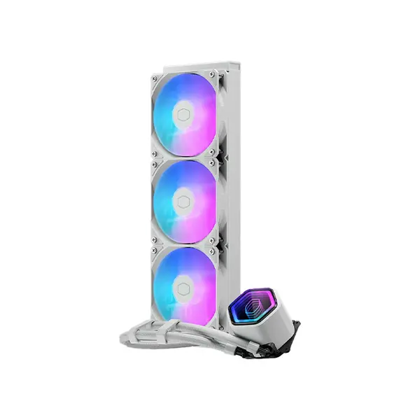 Cooler Master MasterLiquid 360 Core II White Liquid Cooler, Triple Fan AIO CPU Cooling System, 360mm Radiator Design, High-Performance Liquid Cooling Solution, White Edition