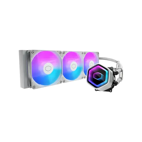Cooler Master MasterLiquid 360 Core II White Liquid Cooler, Triple Fan AIO CPU Cooling System, 360mm Radiator Design, High-Performance Liquid Cooling Solution, White Edition