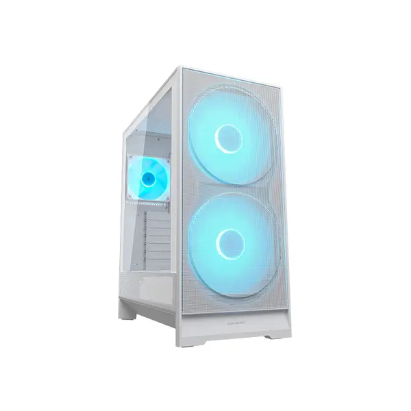 COUGAR Airface 180 Compact ATX Mid-Tower Gaming Case White Edition, High-Airflow Mesh Front Panel, Tempered Glass Side Panel, Premium Gaming PC Chassis