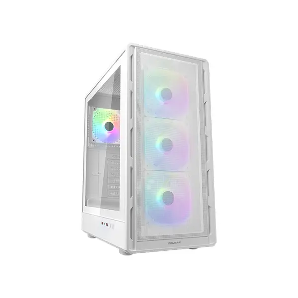 COUGAR Airface Pure RGB Compact ATX Mid-Tower Gaming Case, White Edition, High Airflow Tempered Glass Chassis with RGB Fans