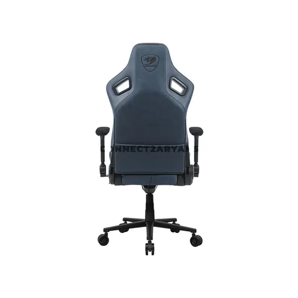 COUGAR DEFENSOR S Navy Blue Gaming Chair with Leather-Like Fabric, PushBack Advanced Lumbar Support, 4D Folding Armrests, Magnetic Memory Foam Neck Pillow & 155° Recline