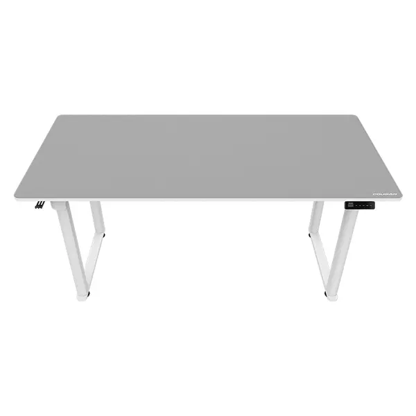 COUGAR E-GRAV 160 Electric 4-Leg Height Adjustable Gaming Desk White, 160 × 75cm Carbon Fiber Textured Desktop, Dual-Motor System, Dual Memory Presets, Full Desk Mouse Pad, Cable Management & Headset Hook