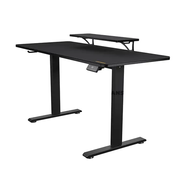 COUGAR E-STAR 140 Electric Height Adjustable Gaming Desk Black, 140 × 60cm Carbon Fiber Textured Surface, Dual Memory Presets, Independent Monitor Stand, Full Desk Mouse Pad & Cable Management