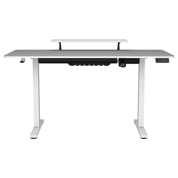 COUGAR E-STAR 140 Electric Height Adjustable Gaming Desk White, 140 × 60cm Carbon Fiber Textured Surface, Dual Memory Presets, Independent Monitor Stand, Full Desk Mouse Pad & Cable Management